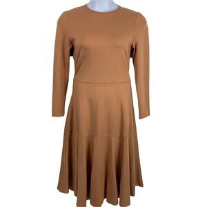 Jessakae Collection Size Large Midi Dress Long Sleeve Brown Slim Fit Stretch